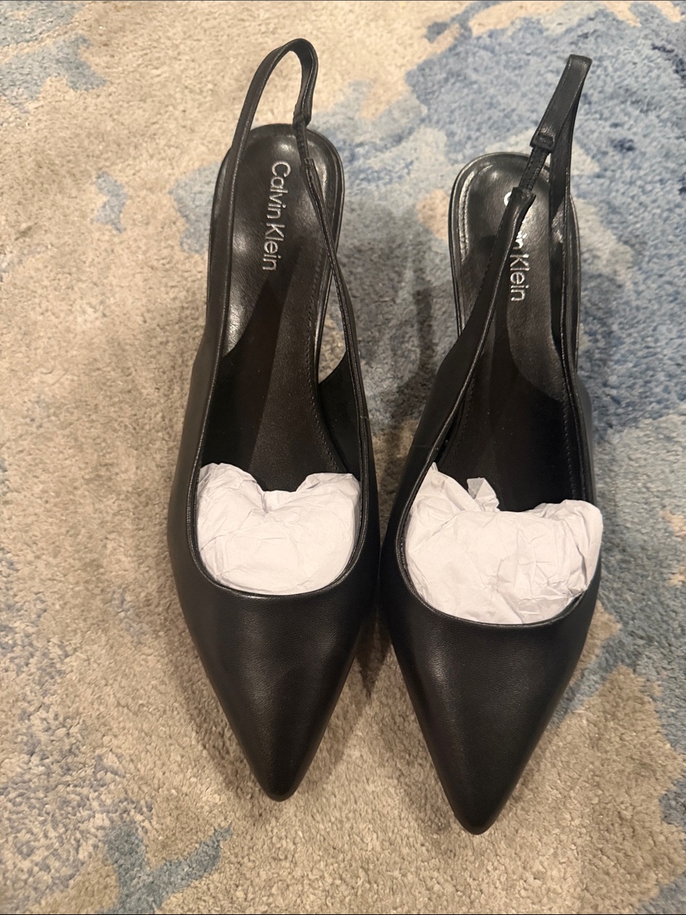 Calvin Klein Black Pointed-Toe Slingback Pumps